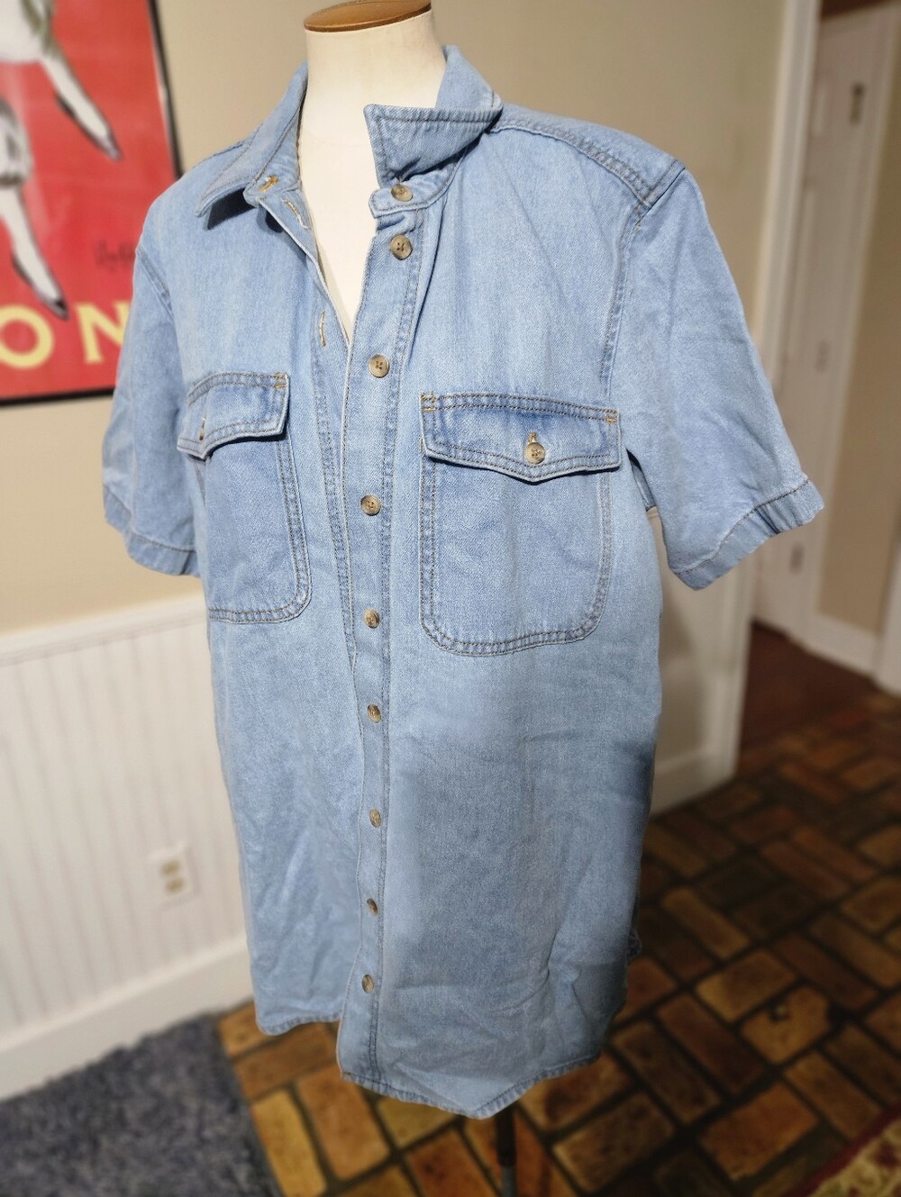 Universal Thread Button Down Denim Mini Dress Top Jacket? Large